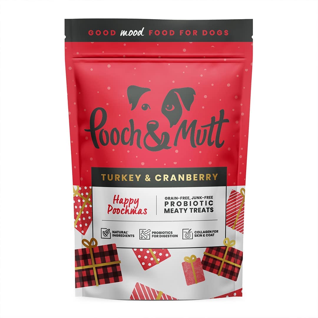 Buy Pooch & Mutt - Meaty Dog Treats (Grain Free), Turkey & Cranberry, Pack of 3 x 120g Transparent online