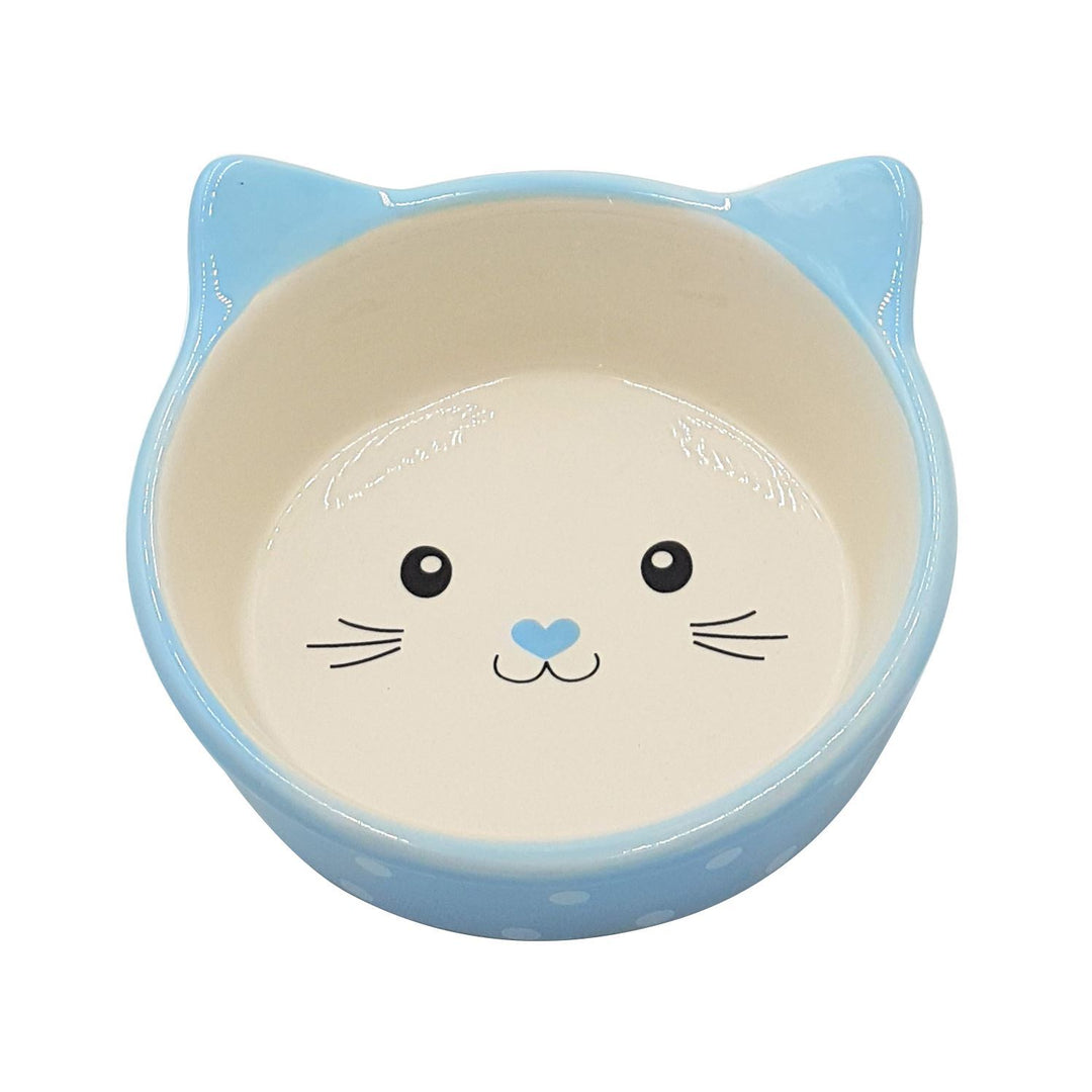 Buy Polka Cat Bowl - Blue online