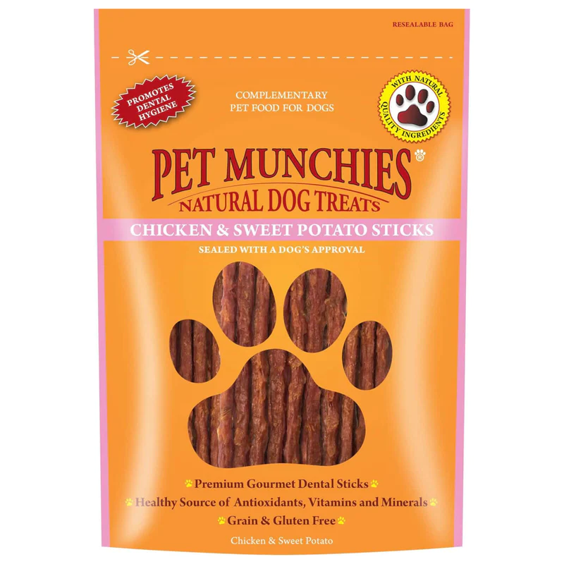 Buy Pet Munchies Chicken and Sweet Potato Dog Treats 8x90g online