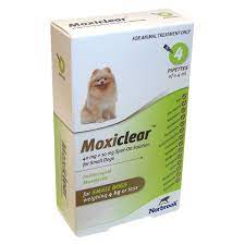 Buy MOXICLEAR SPOT ON SML Moxiclear 40 mg + 10 mg Spot-on Solution for Small Dogs, pk4 online