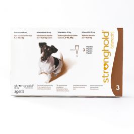 Buy Stronghold 60mg Spot-On Solution for Dogs weighing from 5.1kg to 10kg, pk3 online